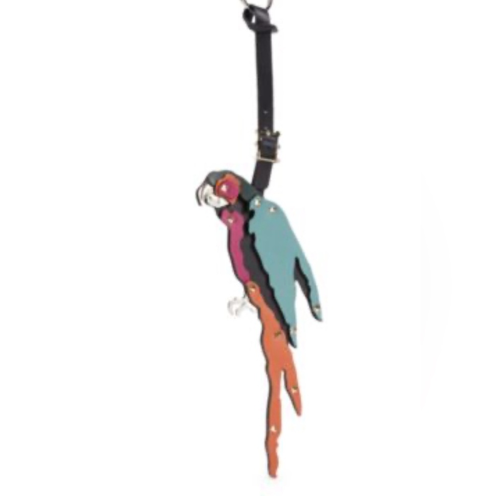 🆕 Valentino Garavani Studded Parrot Leather Bag Charm/Keychain